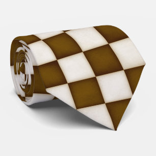 Large Brown & Antique White Chequered Tie