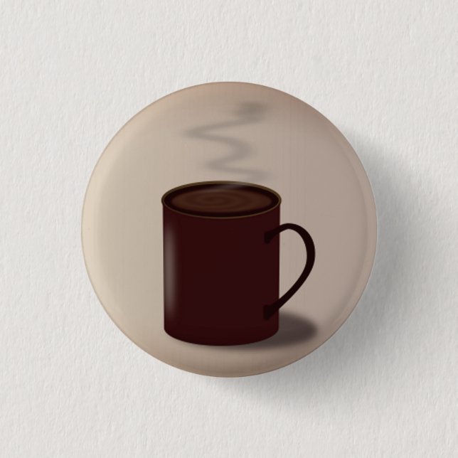 large brown cup of hot chocolate 1 inch round button (Front)