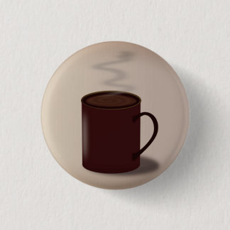 large brown cup of hot chocolate 1 inch round button