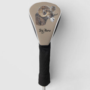 Large Brown Realistic Big Horn Sheep Original Art Golf Head Cover