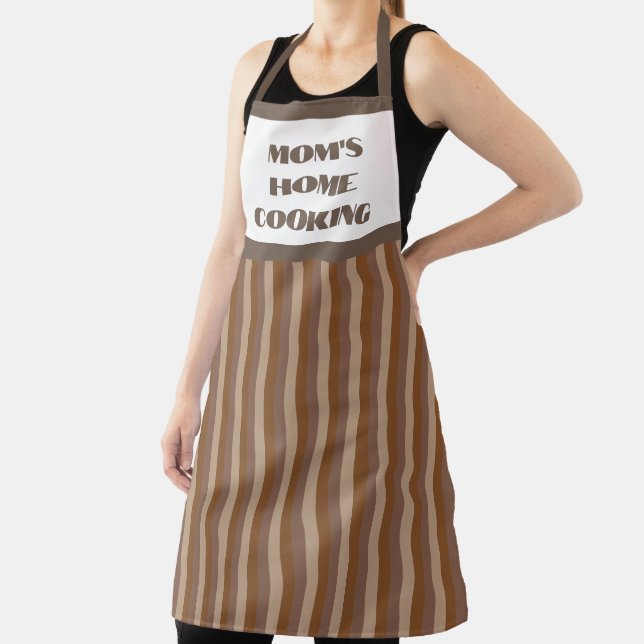 Large Brown Striped Mom's Home Cooking Apron (Insitu)