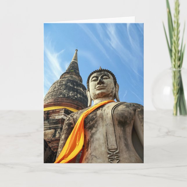 Large Buddha in Ayutthaya, Thailand Card (Front)