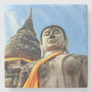 Large Buddha in Ayutthaya, Thailand Stone Coaster