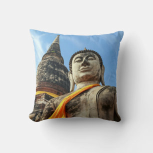 Large Buddha in Ayutthaya, Thailand Throw Pillow