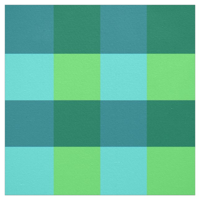 Large Buffalo Check, aqua, teal, and lime green Fabric (Swatch)