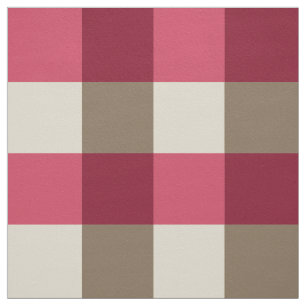 Large Buffalo Check, burgundy, cream and taupe Fabric