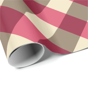 Large Buffalo Check, burgundy, cream and taupe Wrapping Paper