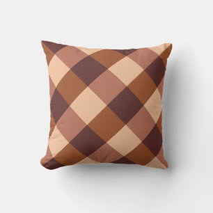 Large Buffalo Check, cocoa brown and buff pink Throw Pillow