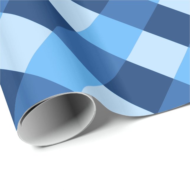 Large Buffalo Check, shades of denim blue Wrapping Paper (Roll Corner)