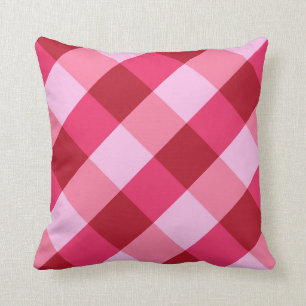 Large Buffalo Check, strawberry pink and red Throw Pillow