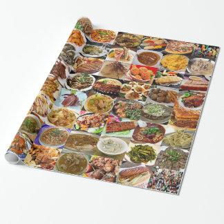 Large Buffet of Tasty Foods Wrapping Paper