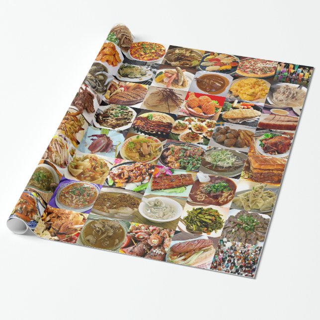Large Buffet of Tasty Foods Wrapping Paper (Unrolled)
