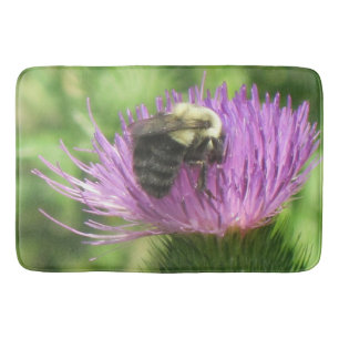 Large Bumblebee On Thistle Bath Mat