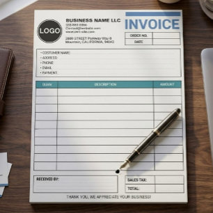 Large Business Sales Form / Receipt Custom Logo Notepad