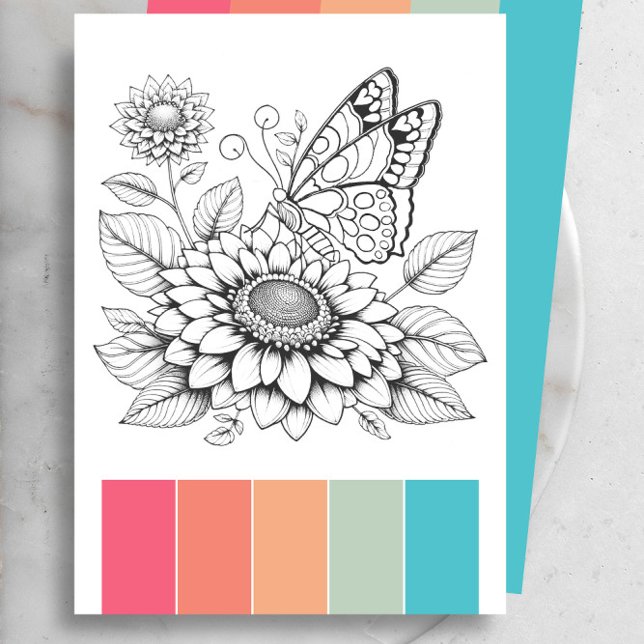 Large Butterfly Colouring Cards Art Therapy Pages (Butterfly coloring pages with color tips by Victoria Grigaliunas of Do Tell A Belle)