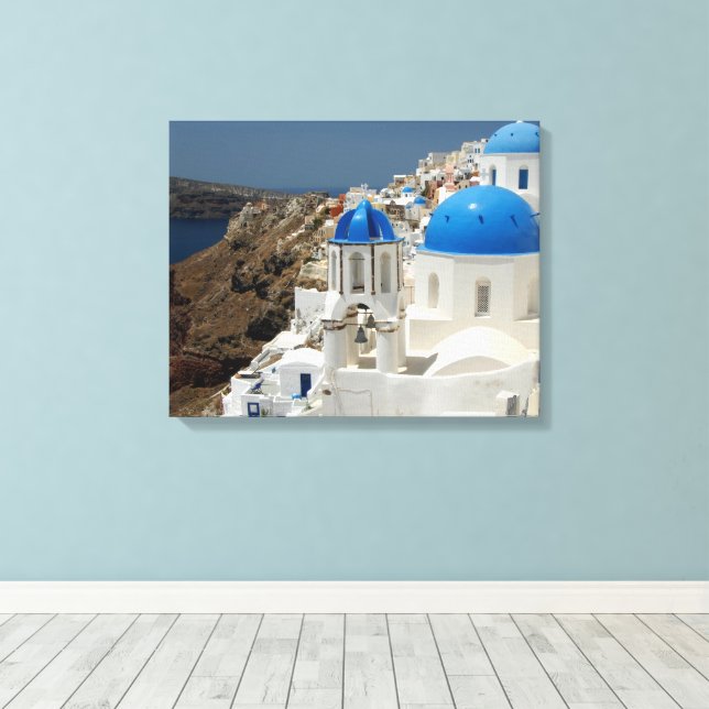Large Canvas Print - Santorini Greece  (Insitu(Wood Floor))