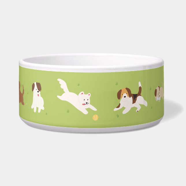 Large Ceramic Dog Bowl with Scruffy Dog Art (Front)