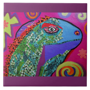 Large Ceramic Photo Tile (6 Inch) with Cool Lizard