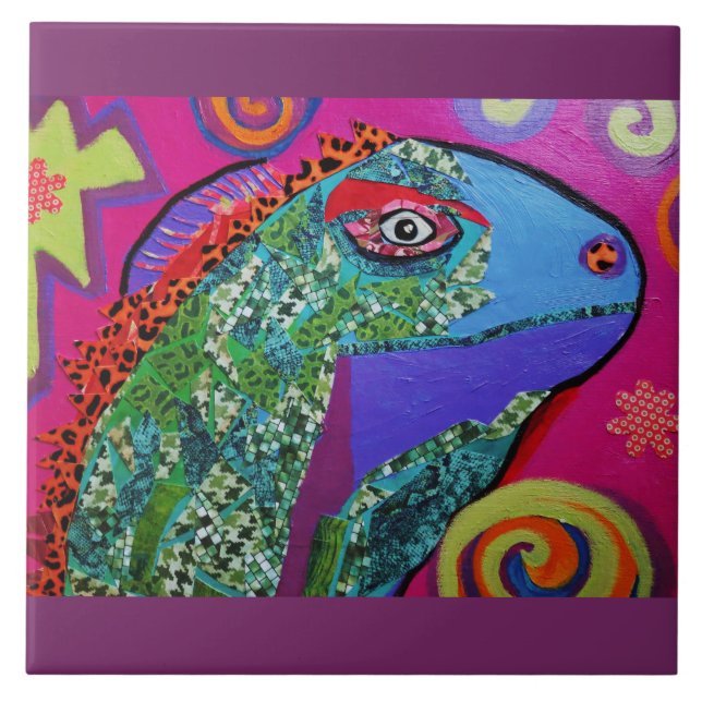 Large Ceramic Photo Tile (6 Inch) with Cool Lizard (Front)