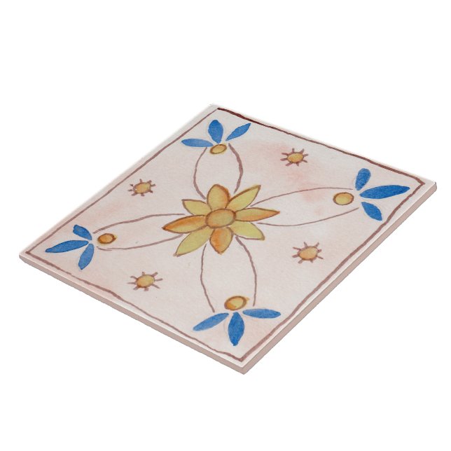Large ceramic tile Sicilian-style “Pink” (Side)