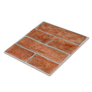 Large ceramic tile w/ faux brick design brick-red