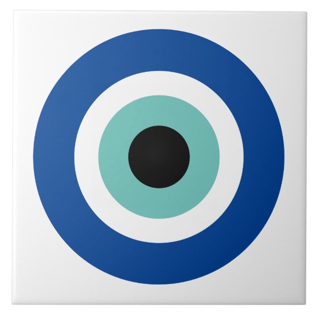 Large ceramic tile with Evil Eye Blue Mati symbol (Front)