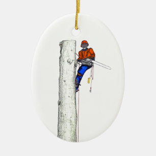 Large chainsaw needed.Arborist Tree surgeon Ceramic Ornament