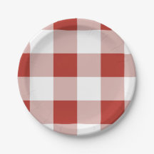 Large Check Red Gingham Paper Plate | Plaid Party