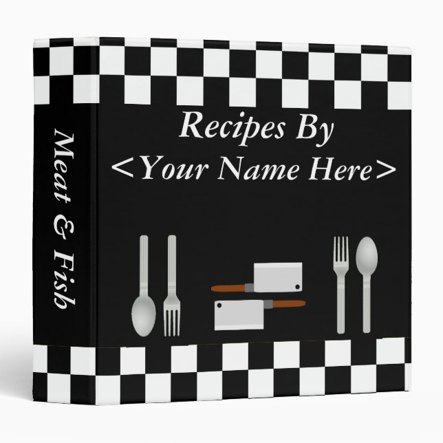 Large Chequerboard Personalized Recipe Binder (Front/Spine)