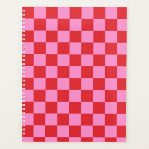 Large Cherry Red and Pink Checkerboard Planner