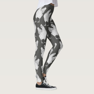 Large Chickens on Grey - Leggings