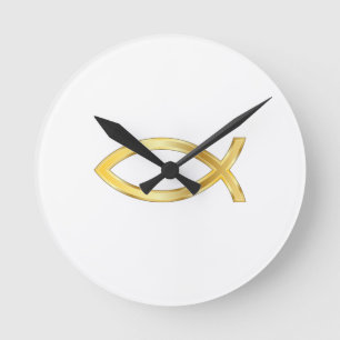 LARGE CHRISTIAN FISH ROUND CLOCK