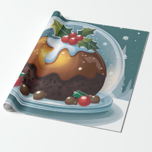 Large Christmas pudding under glass dome Wrapping Paper