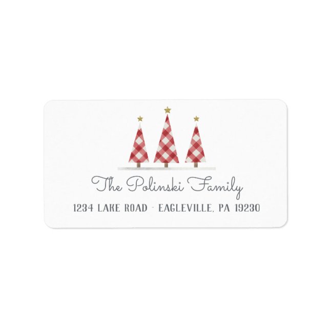 Large Christmas Return Address Labels, Red Check Label (Front)