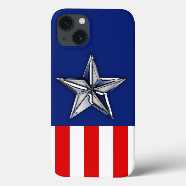 Large Chrome Like Silver Star on Festive Colours Case-Mate iPhone Case (Back)