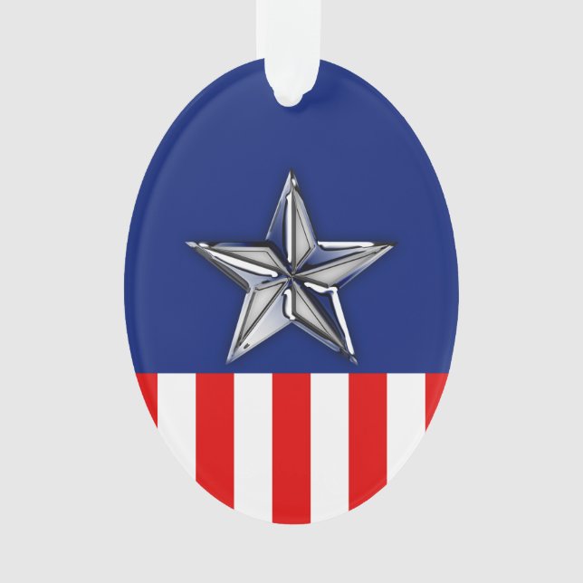 Large Chrome Like Silver Star on Festive Colours Ornament (Front)