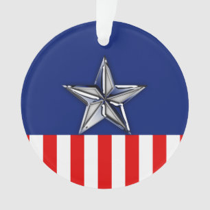 Large Chrome Like Silver Star on Festive Colours Ornament