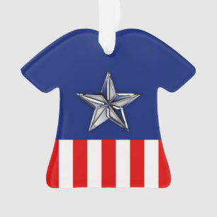 Large Chrome Like Silver Star on Festive Colours Ornament