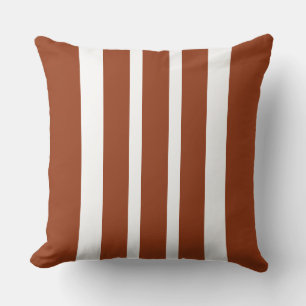  Large Cinnamon Brown And White Stripe  Throw Pillow