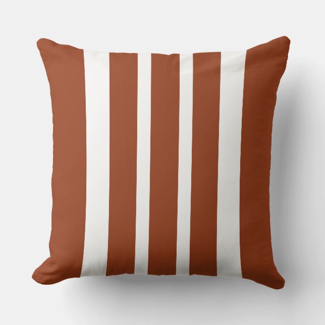  Large Cinnamon Brown And White Stripe  Throw Pillow (Front)