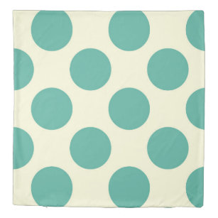 Large circles polka dots cream green blue duvet cover