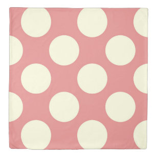 Large circles polka dots cream pink duvet cover