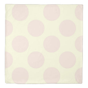 Large circles polka dots pink cream duvet cover