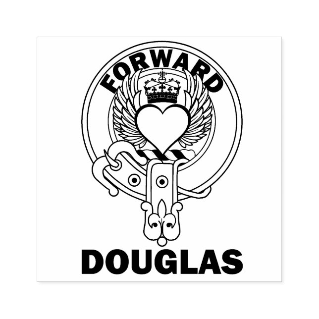 LARGE Clan Douglas Winged Heart Rubber Stamp (Imprint)