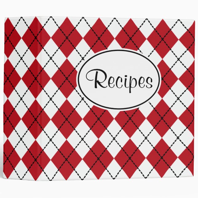 Large Classic Red Kitchen Recipe Binder Gift (Front/Spine)