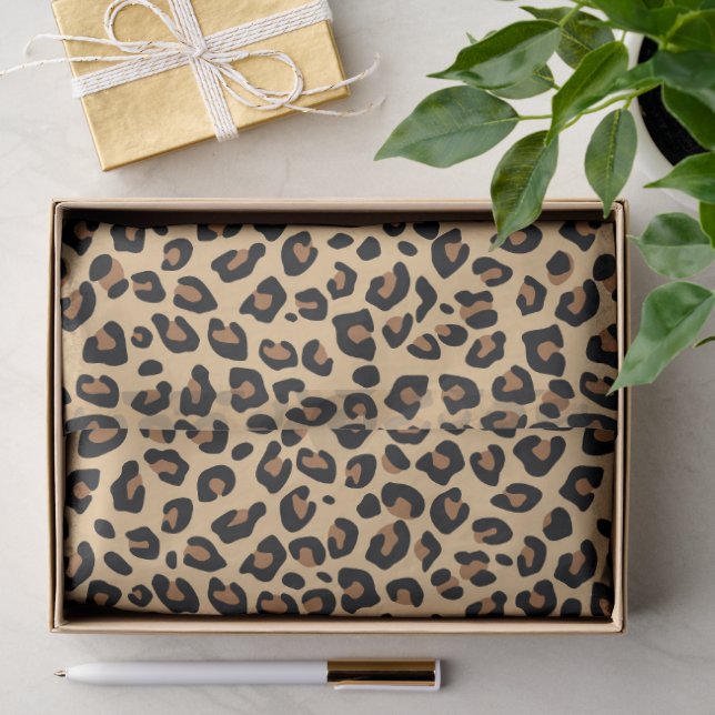Large Classic Tan and Black Leopard Fur Spots Tissue Paper (Gift)