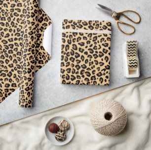 Large Classic Tan and Black Leopard Fur Spots Wrapping Paper