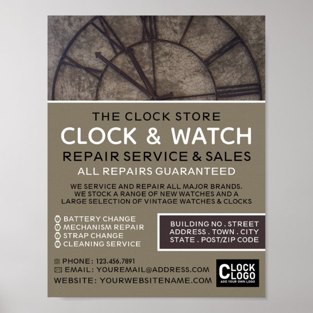 Large Clock Face, Horologist Advertising Poster (Front)