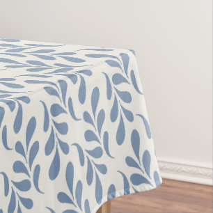 Large Coastal Blue Botanical Leaf Pattern Tablecloth