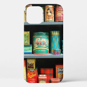 Large collection of colourful vintage cans display iPhone 12 case
